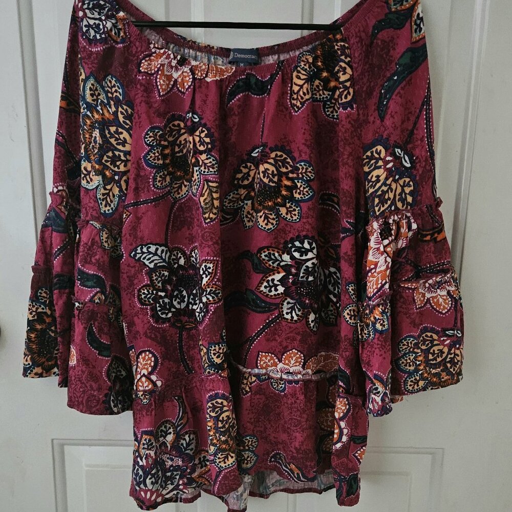 Democracy 3/4 sleeve mauve floral top